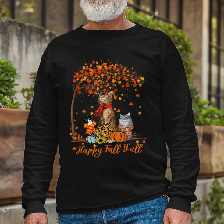 Cat It’S Fall Y’All Pumpkin Autumn Halloween Cat Fall Autumn Long Sleeve T-Shirt Gifts for Old Men