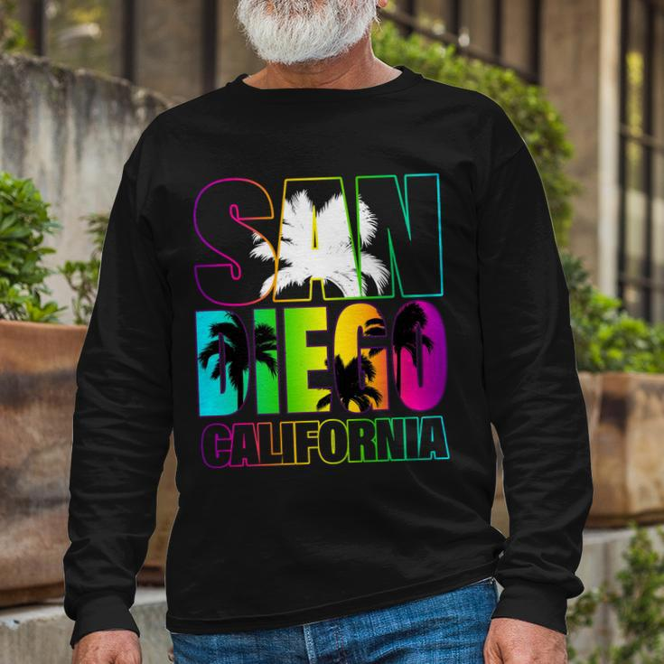 Colorful San Diego California Tshirt Long Sleeve T-Shirt Gifts for Old Men