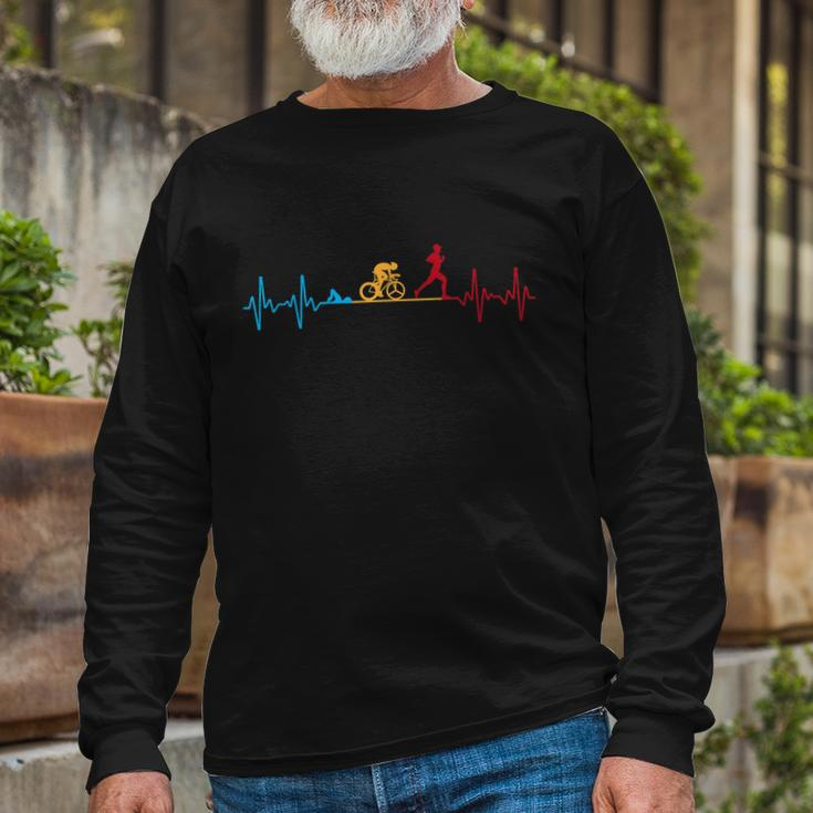 Cool Triathlon Art For Men Women Triathlete Endurance Sport Long Sleeve T-Shirt Gifts for Old Men