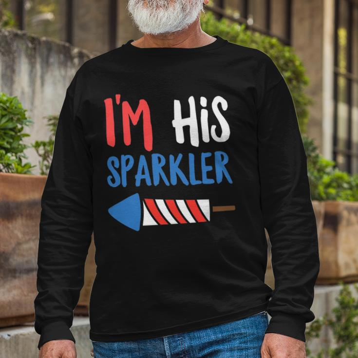 Couples Matching 4Th Of July Im His Sparkler Long Sleeve T-Shirt T-Shirt Gifts for Old Men