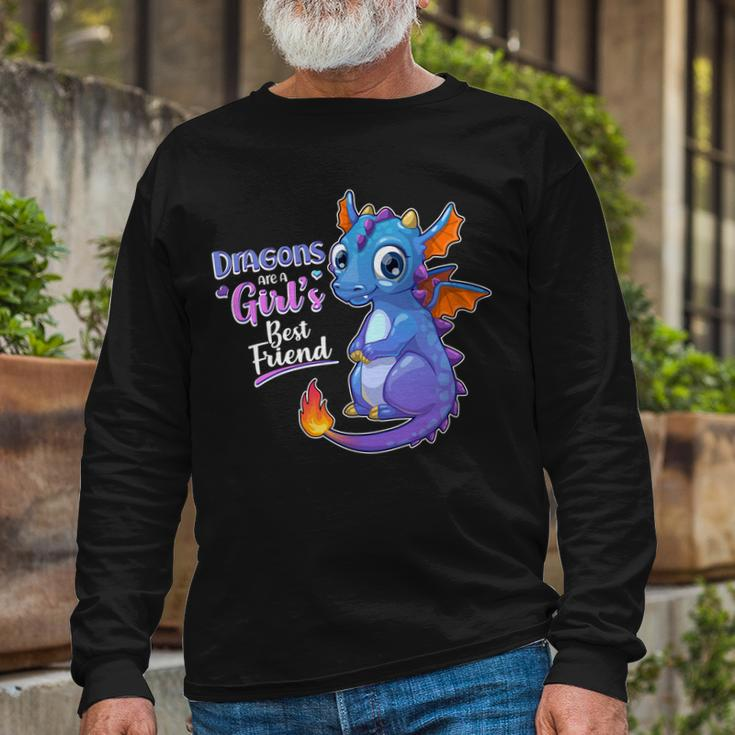 Cute Dragons Are A Girls Best Friend Long Sleeve T-Shirt Gifts for Old Men