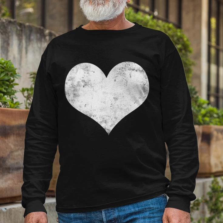 Cute Heart Valentines Day Vintage Distressed Long Sleeve T-Shirt Gifts for Old Men