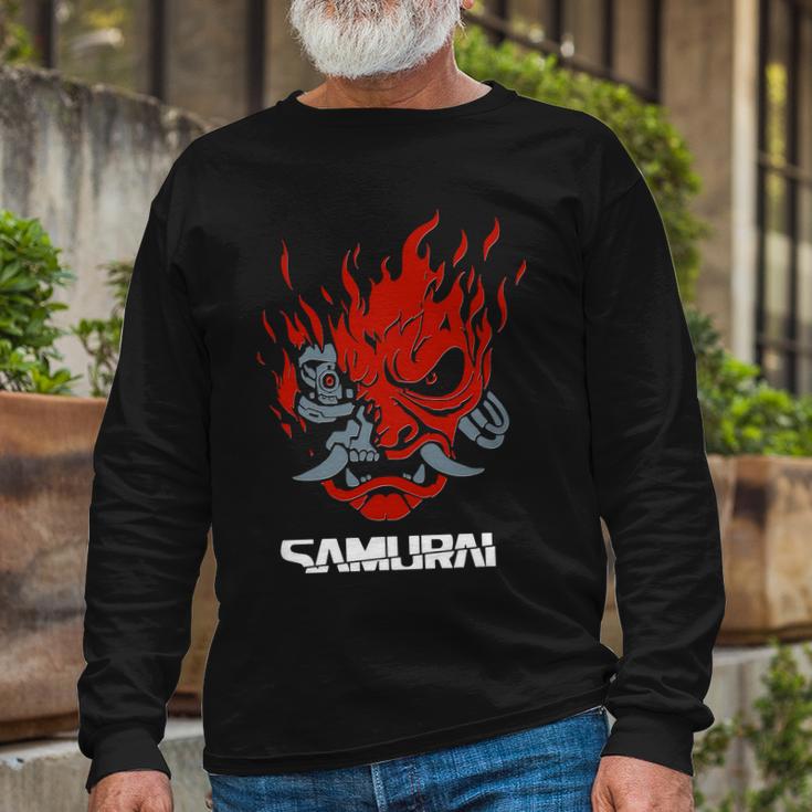 Cyberpunk Cyborg Samurai Long Sleeve T-Shirt Gifts for Old Men