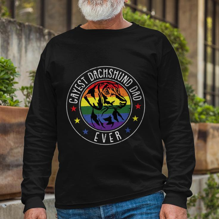 Dachshund Dad Lgbtgreat q Gay Pride Flag Doxie Dog Lover Ally Great Long Sleeve T-Shirt Gifts for Old Men