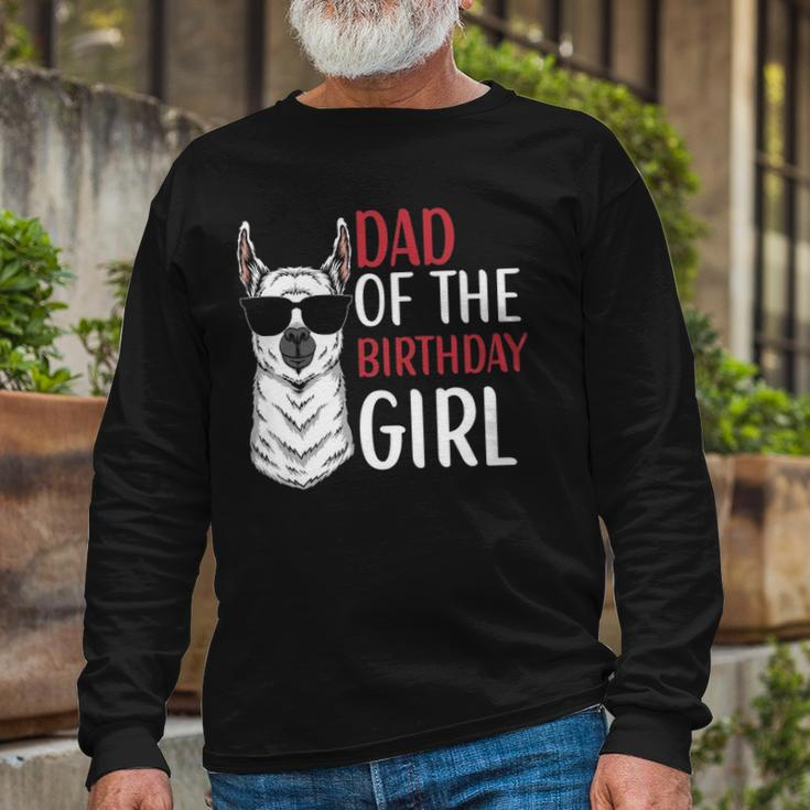 Dad Of The Birthday Girl Matching Birthday Outfit Llama Long Sleeve T-Shirt T-Shirt Gifts for Old Men