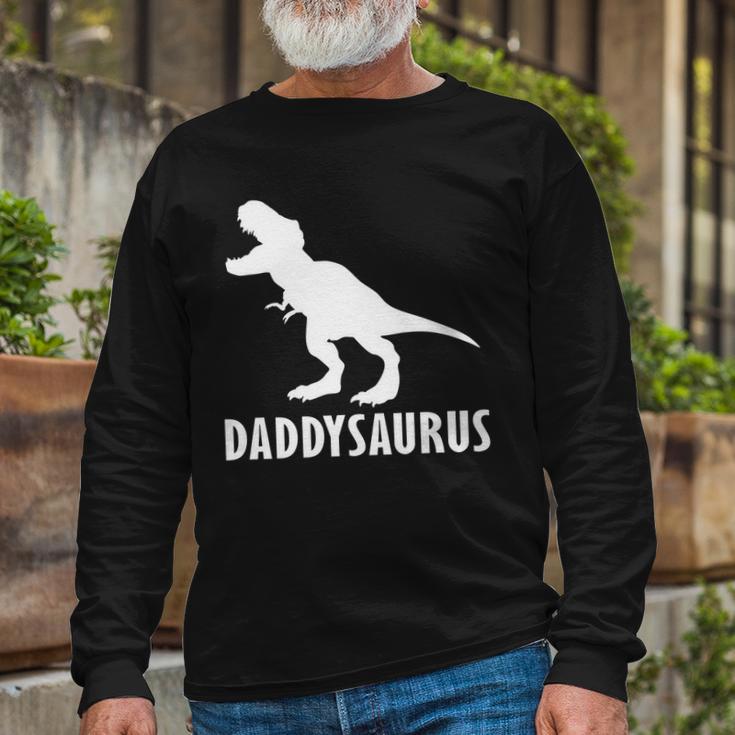 Daddysaurus Daddy Dinosaur Tshirt Long Sleeve T-Shirt Gifts for Old Men