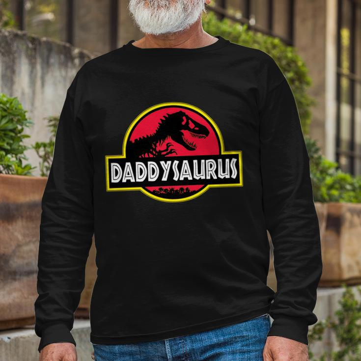 Daddysaurus Daddy Dinosaur Tshirt Long Sleeve T-Shirt Gifts for Old Men