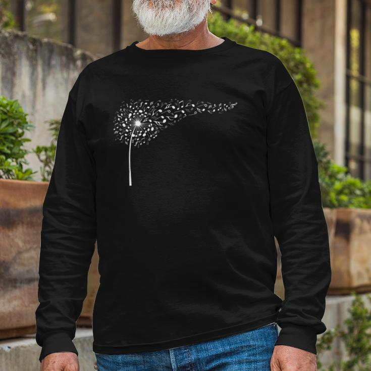 Dandelion Blowing Music Notes Cute Christmas Long Sleeve T-Shirt Gifts for Old Men