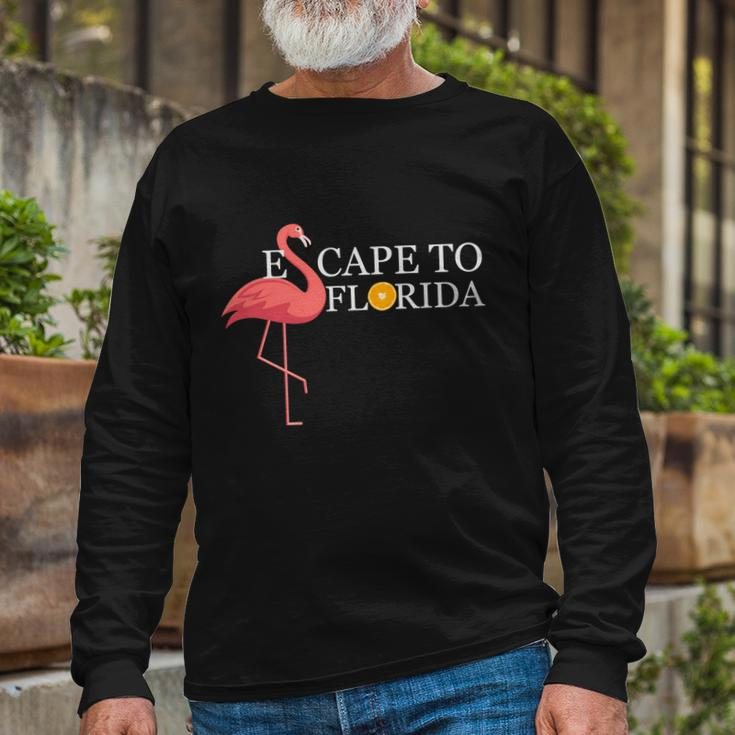 Desantis Escape To Florida Flamingo Orange Long Sleeve T-Shirt Gifts for Old Men