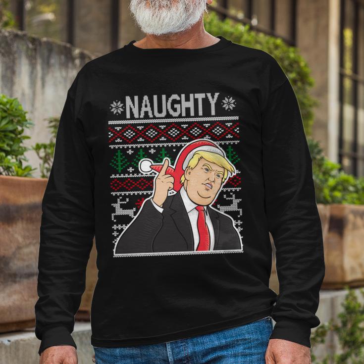 Donald Trump Naughty Ugly Christmas Long Sleeve T-Shirt Gifts for Old Men