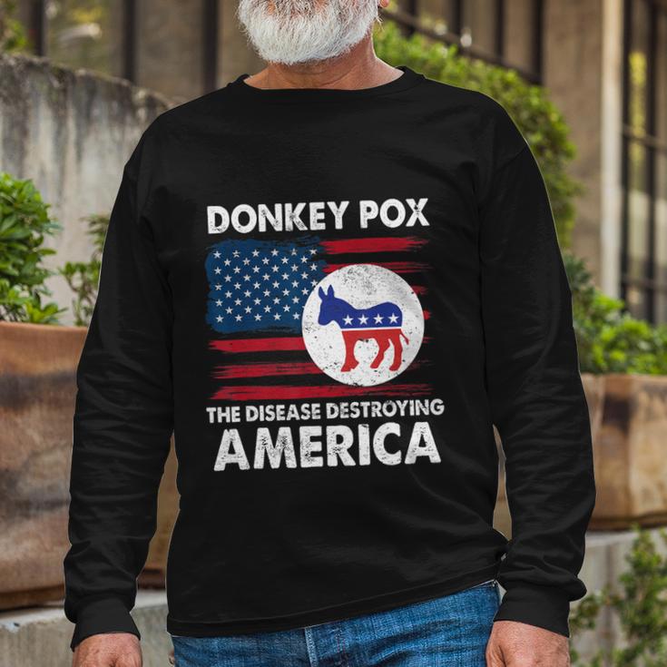 Donkey Pox The Disease Destroying America Anti Biden Long Sleeve T-Shirt Gifts for Old Men