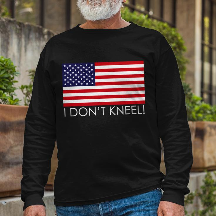 I Dont Kneel Usa Flag Tshirt Long Sleeve T-Shirt Gifts for Old Men