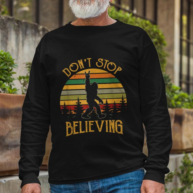 Dont Stop Believing Bigfoot Rock And Roll Retro Sasquatch Long Sleeve T-Shirt Gifts for Old Men