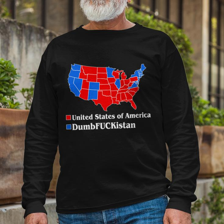 Dumbfuckistan Vs United States Of America Election Map Republicans Long Sleeve T-Shirt Gifts for Old Men