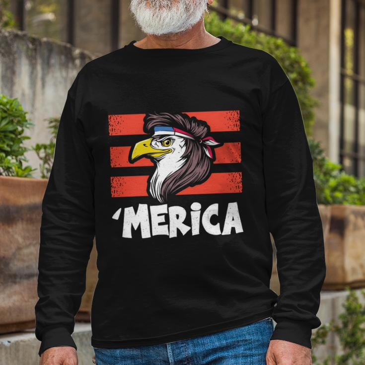 Eagle Mullet 4Th Of July 2021 Usa American Flag Merica Cool Long Sleeve T-Shirt Gifts for Old Men
