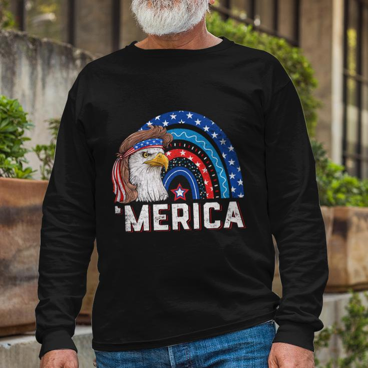 Eagle Mullet 4Th Of July Rainbow Usa American Flag Merica Long Sleeve T-Shirt Gifts for Old Men