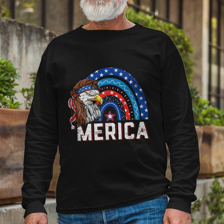 Eagle Mullet 4Th Of July Rainbow Usa American Flag Merica V2 Long Sleeve T-Shirt Gifts for Old Men