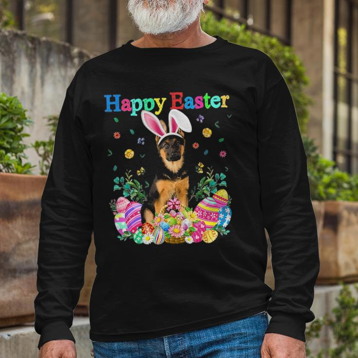 Easter Bunny German Shepherd Dog With Easter Eggs Basket Long Sleeve T-Shirt Gifts for Old Men