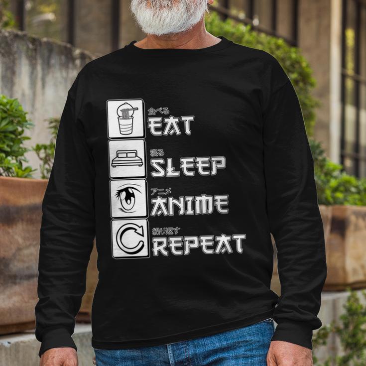 Eat Sleep Anime Repeat Tshirt Long Sleeve T-Shirt Gifts for Old Men