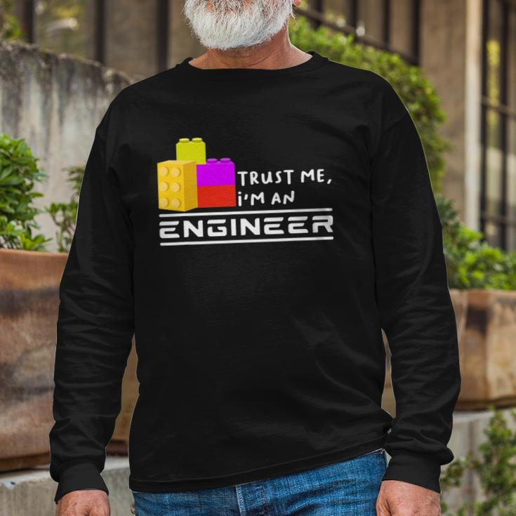 Engineer Children Toy Big Building Blocks Build Builder Long Sleeve T-Shirt Gifts for Old Men
