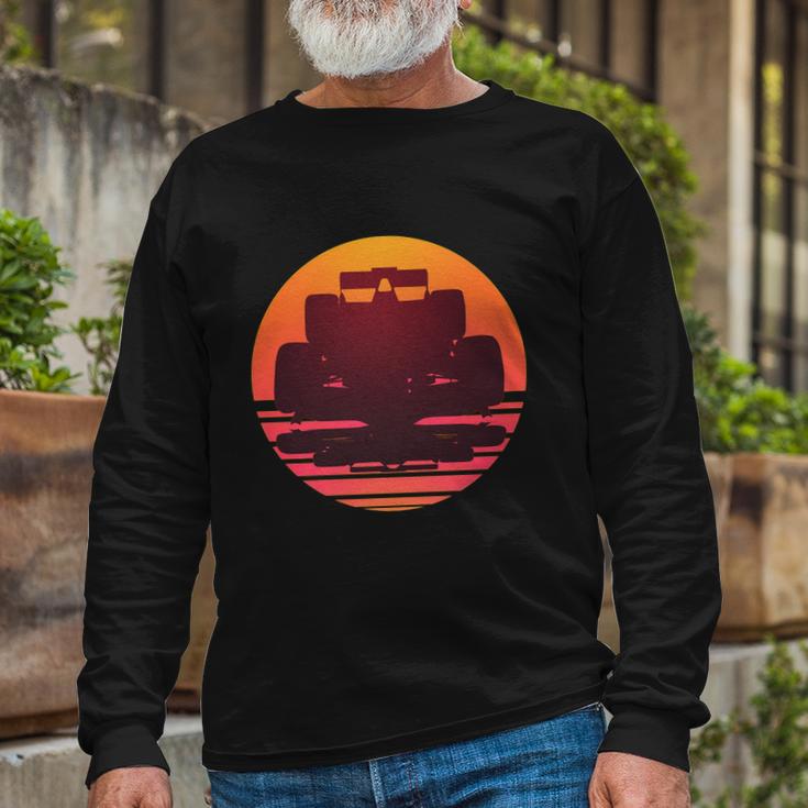 F1 Formula 1 Racing Car Retro Sunset Emblem Long Sleeve T-Shirt Gifts for Old Men