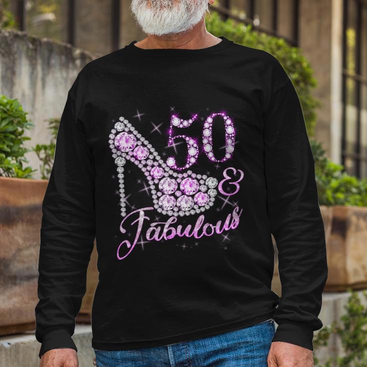 Fabulous & 50 Sparkly Shiny Heel 50Th Birthday Tshirt Long Sleeve T-Shirt Gifts for Old Men