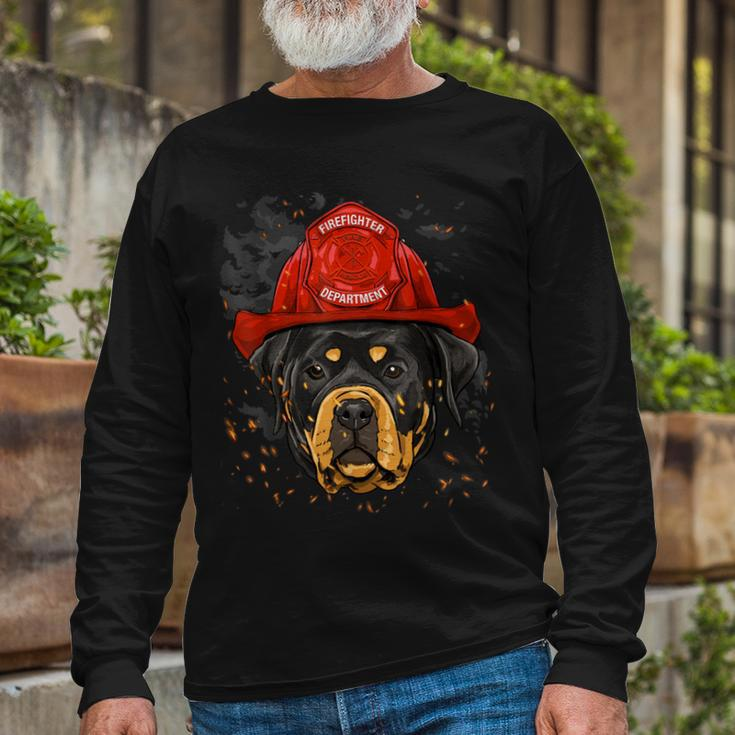 Firefighter Rottweiler Firefighter Rottweiler Dog Lover Long Sleeve T-Shirt Gifts for Old Men