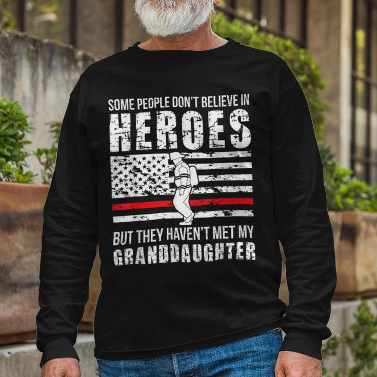 Firefighter Shes My Granddaughter Grandma Of A Firefighter Grandma Long Sleeve T-Shirt Gifts for Old Men