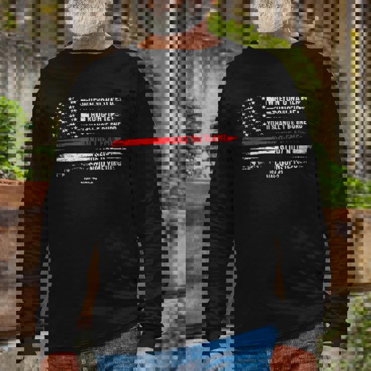 Firefighter Thin Red Line Firefighter Bible Verse Isaiah 432 Us Flag V2 ...