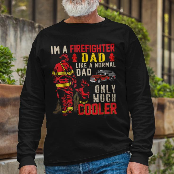 Firefighter Vintage Im A Firefighter Dad Definition Much Cooler Long Sleeve T-Shirt Gifts for Old Men