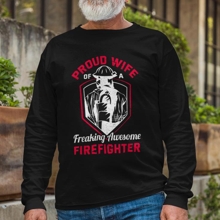 Firefighter Wildland Fireman Volunteer Firefighter Wife Fire Department V3 Long Sleeve T-Shirt Gifts for Old Men