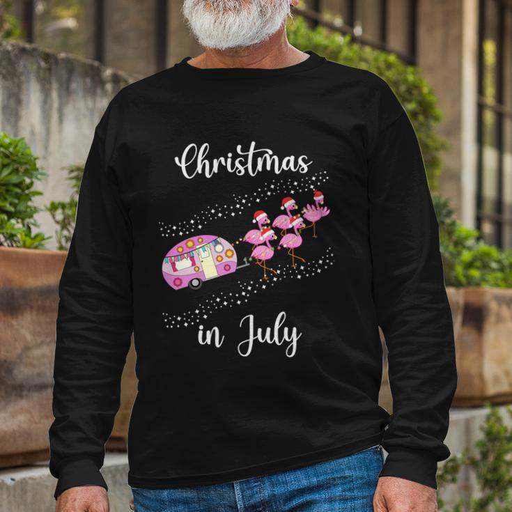 Flamingo Pink Retro Camping Car Christmas In July Great Long Sleeve T-Shirt Gifts for Old Men