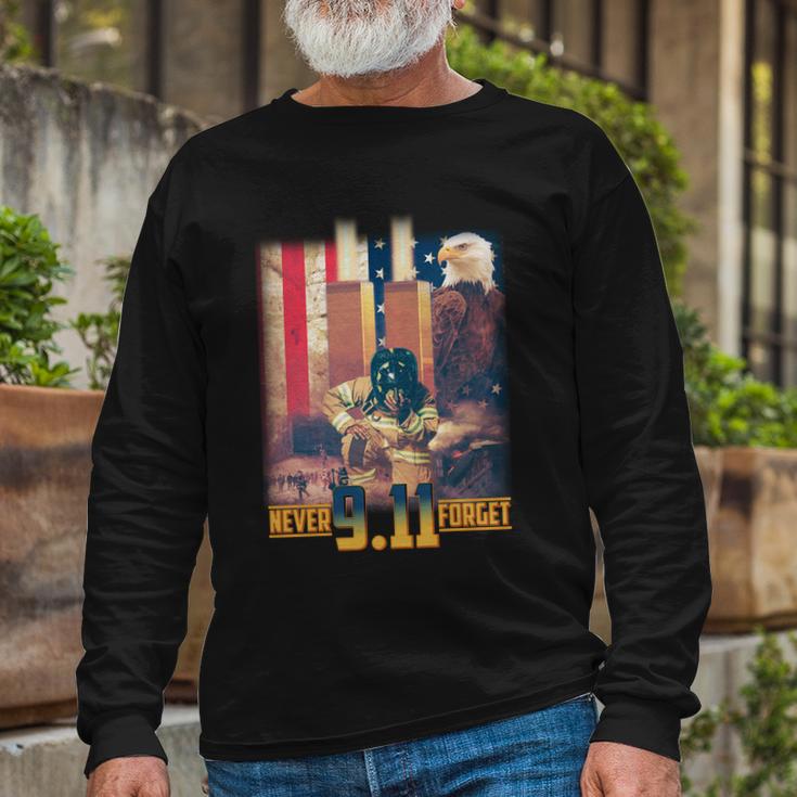 Never Forget 9 11 September 11 Memorial New York City Firefighter Tshirt Long Sleeve T-Shirt Gifts for Old Men