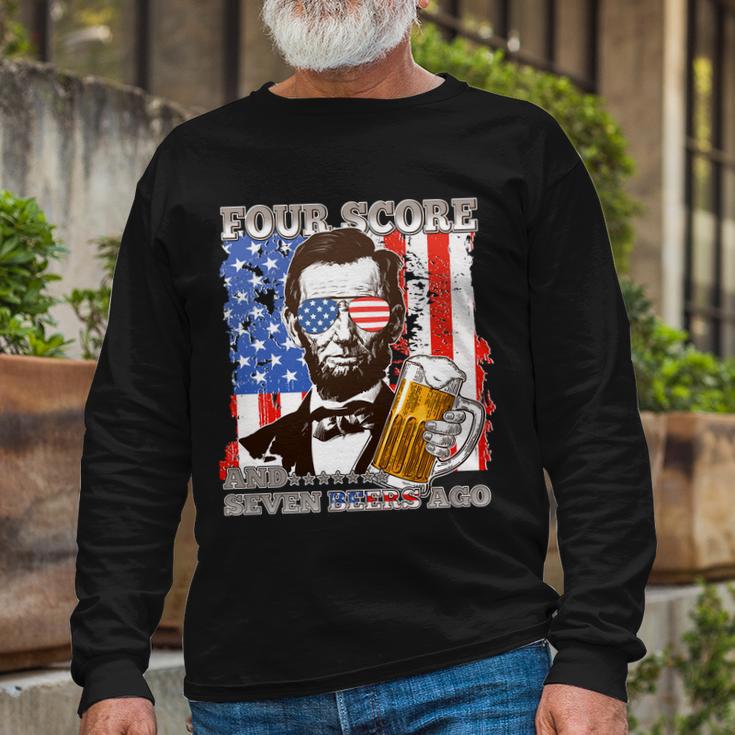 Four Score And Seven Beers Ago Abe Lincoln Long Sleeve T-Shirt Gifts for Old Men