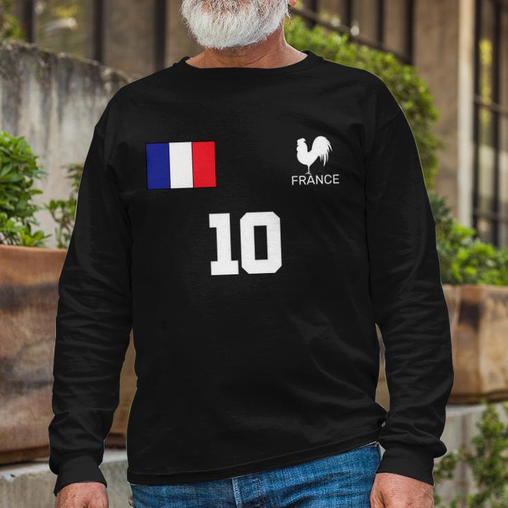 France Soccer Jersey Long Sleeve T-Shirt Gifts for Old Men