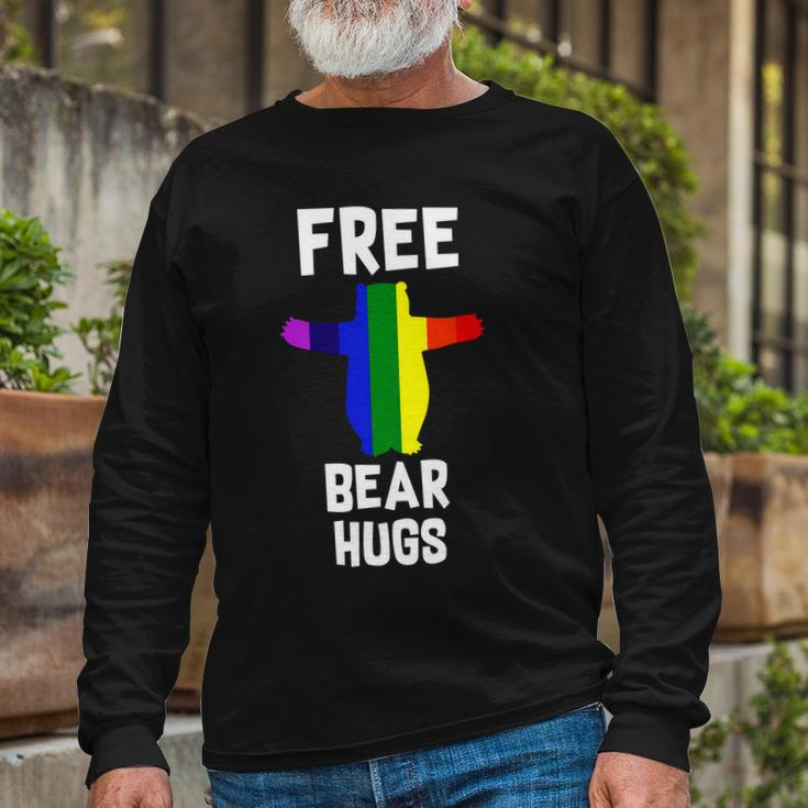 Free Bear Hugs Gay Pride Tshirt Long Sleeve T-Shirt Gifts for Old Men