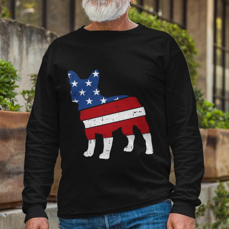 French Bulldog 4Th Of July Cute Frenchie American Flag Dog Long Sleeve T-Shirt Gifts for Old Men