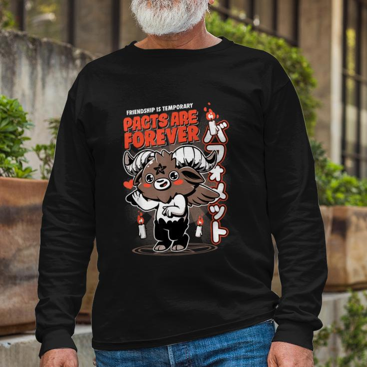 Friendship Is Temporary Pacts Are Forever Satan Goat Demon Long Sleeve T-Shirt Gifts for Old Men