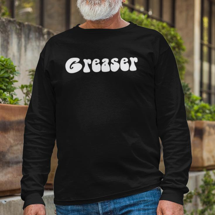 Fun Retro 1950&8217S Vintage Greaser White Text Long Sleeve T-Shirt T-Shirt Gifts for Old Men