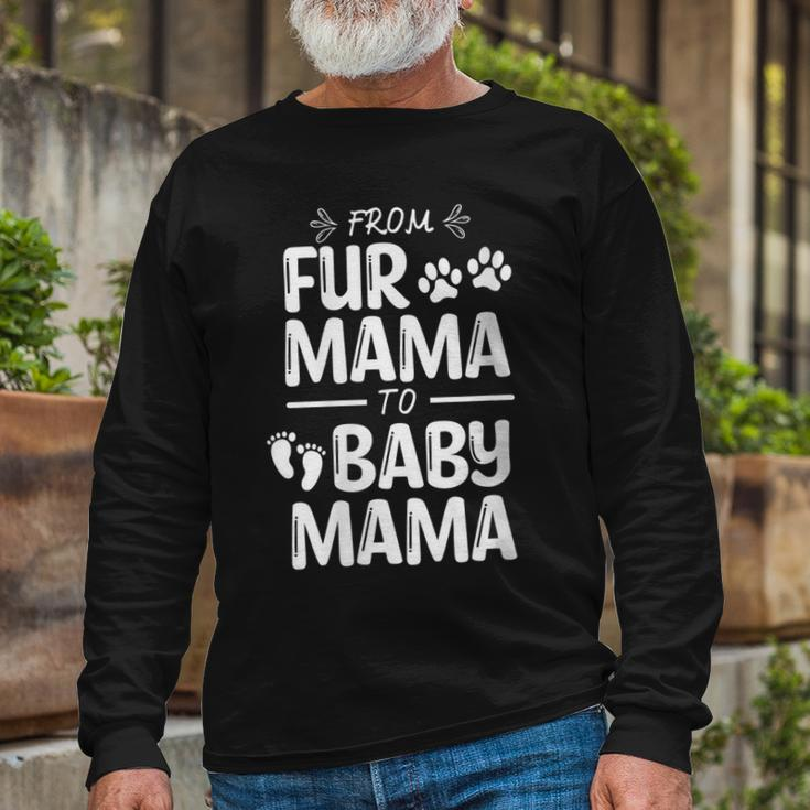 From Fur Mama To Baby Mama Pregnant Cat Lover New Mom Mother V3 Long Sleeve T-Shirt Gifts for Old Men