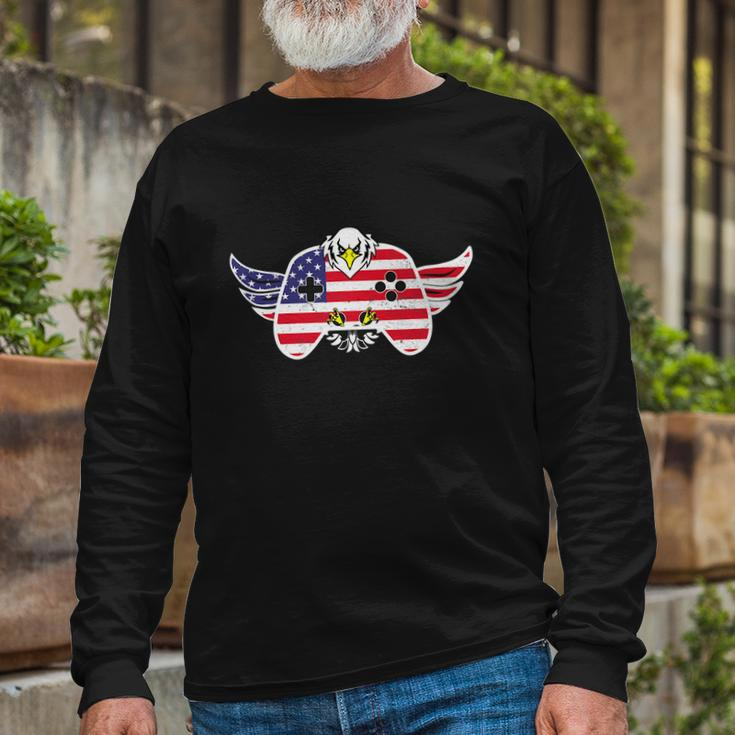 Gamer 4Th Of July Video Game Eagle Long Sleeve T-Shirt Gifts for Old Men