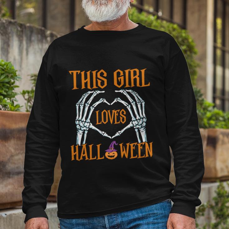 This Girl Loves Halloween Pumpkin Witch Hat Halloween Quote Long Sleeve T-Shirt Gifts for Old Men