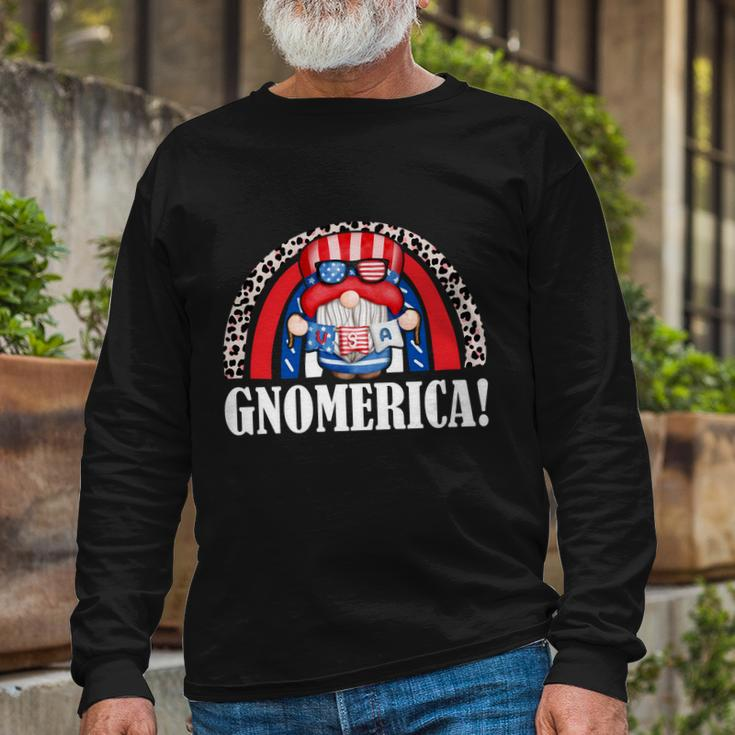 Gnomerica Patriotic Gnome American Flag 4Th Of July Long Sleeve T-Shirt Gifts for Old Men
