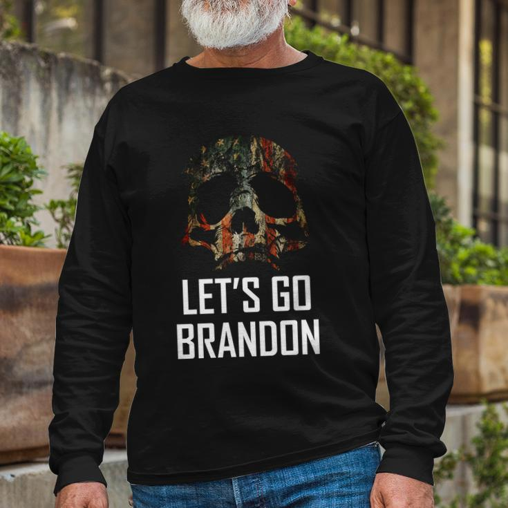 Lets Go Brandon American Grunge Skull Tshirt Long Sleeve T-Shirt Gifts for Old Men