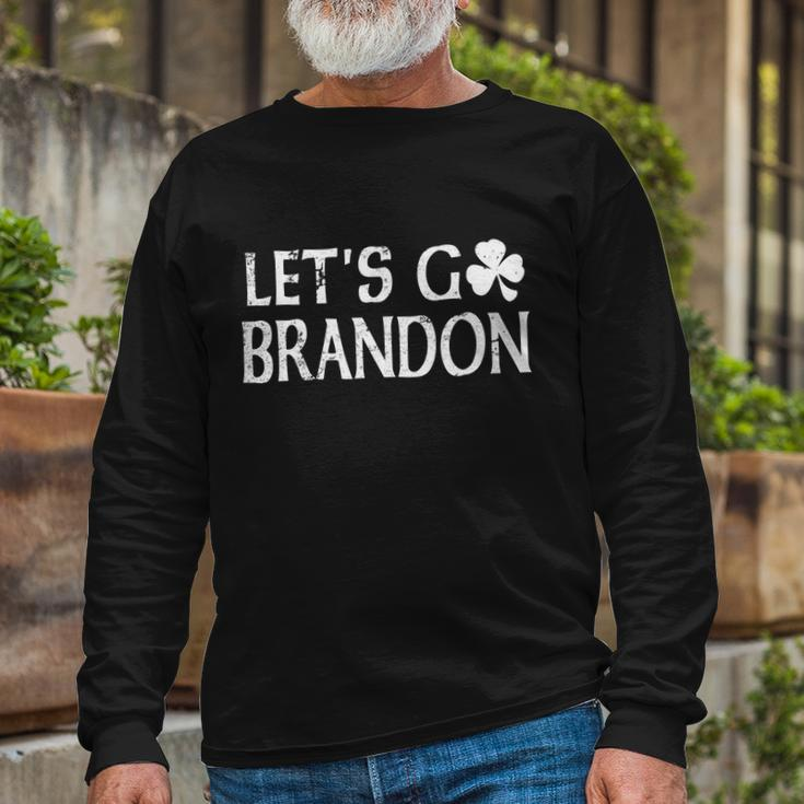 Lets Go Brandon St Patricks Day Irish Shamrock Clover Pub Long Sleeve T-Shirt Gifts for Old Men