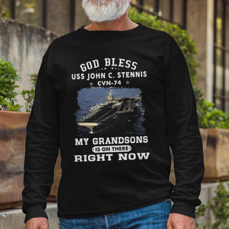 My Grandsons Is On Uss John C Stennis Cvn 74 Cvn Long Sleeve T-Shirt Gifts for Old Men