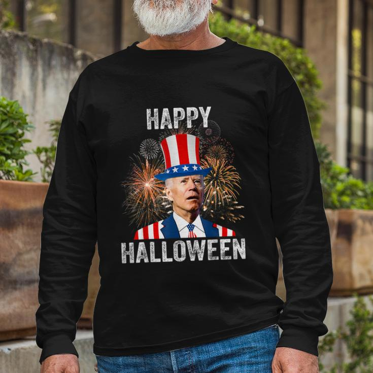 Halloween Happy 4Th Of July Anti Joe Biden Happy Halloween Long Sleeve T-Shirt Gifts for Old Men