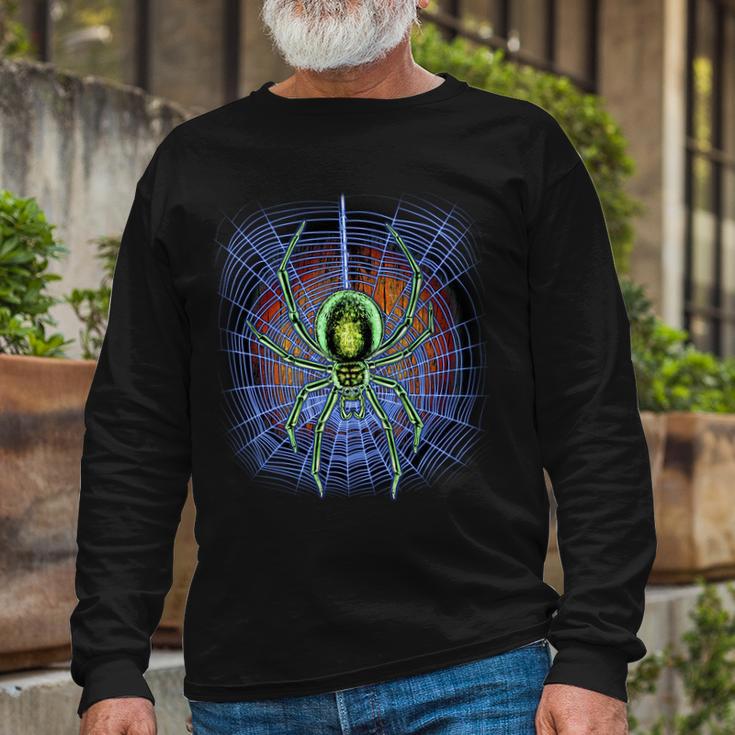 Halloween Spiderweb Creepy Spider Tshirt Long Sleeve T-Shirt Gifts for Old Men