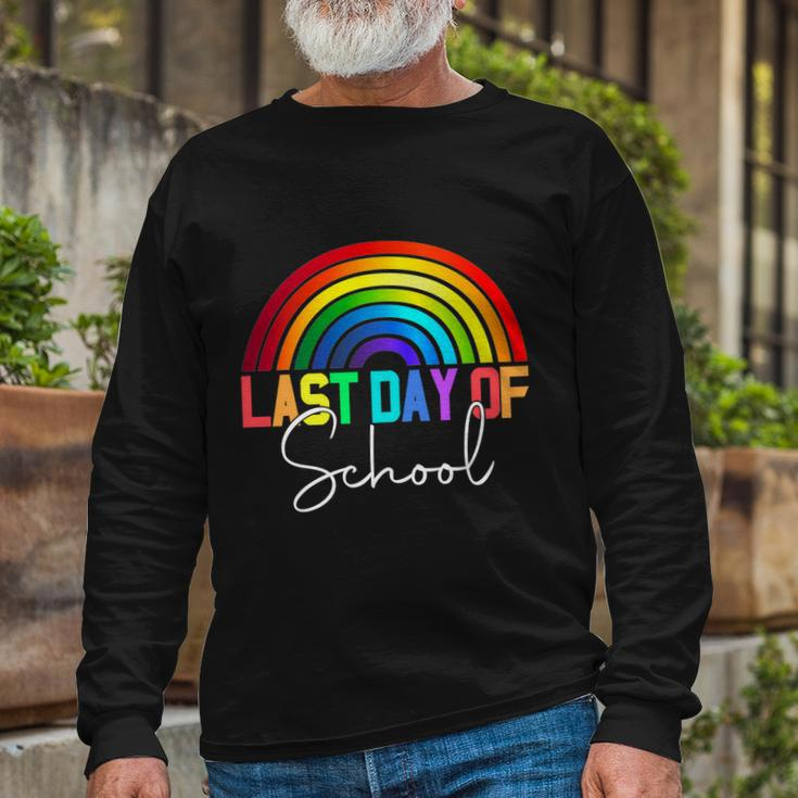 Happy Last Day Of School Teacher Student Graduation Rainbow Long Sleeve T-Shirt Gifts for Old Men