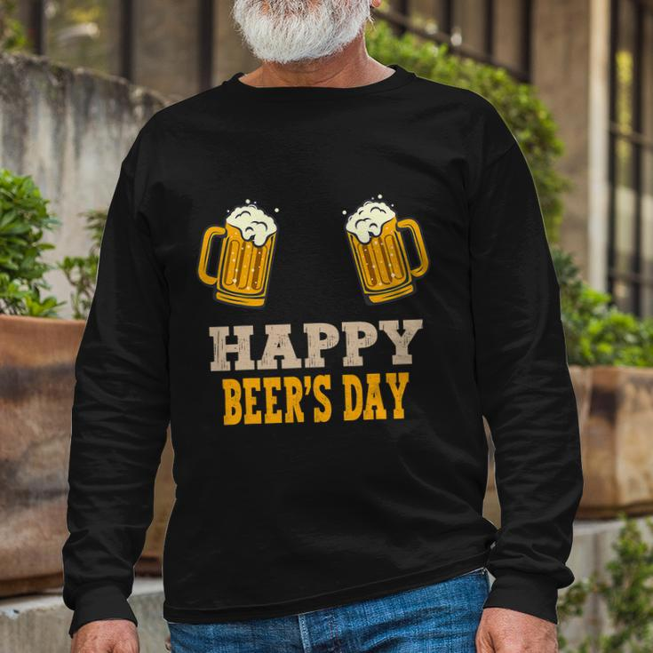 Happy National Beers Day Graphic Art Beer Drinking Long Sleeve T-Shirt Gifts for Old Men